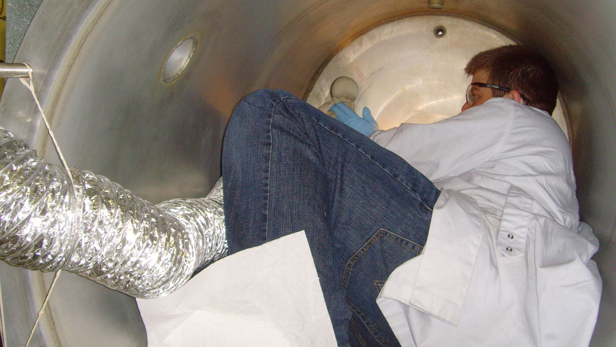 Student intern working in an industrial setting