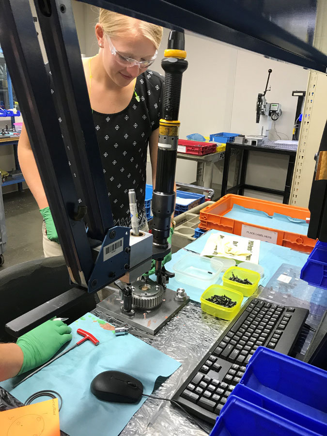 Intern working on a mechanical engineering project