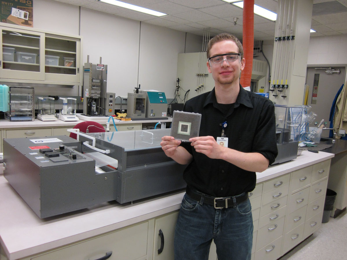 internship student wearing protective safety goggles