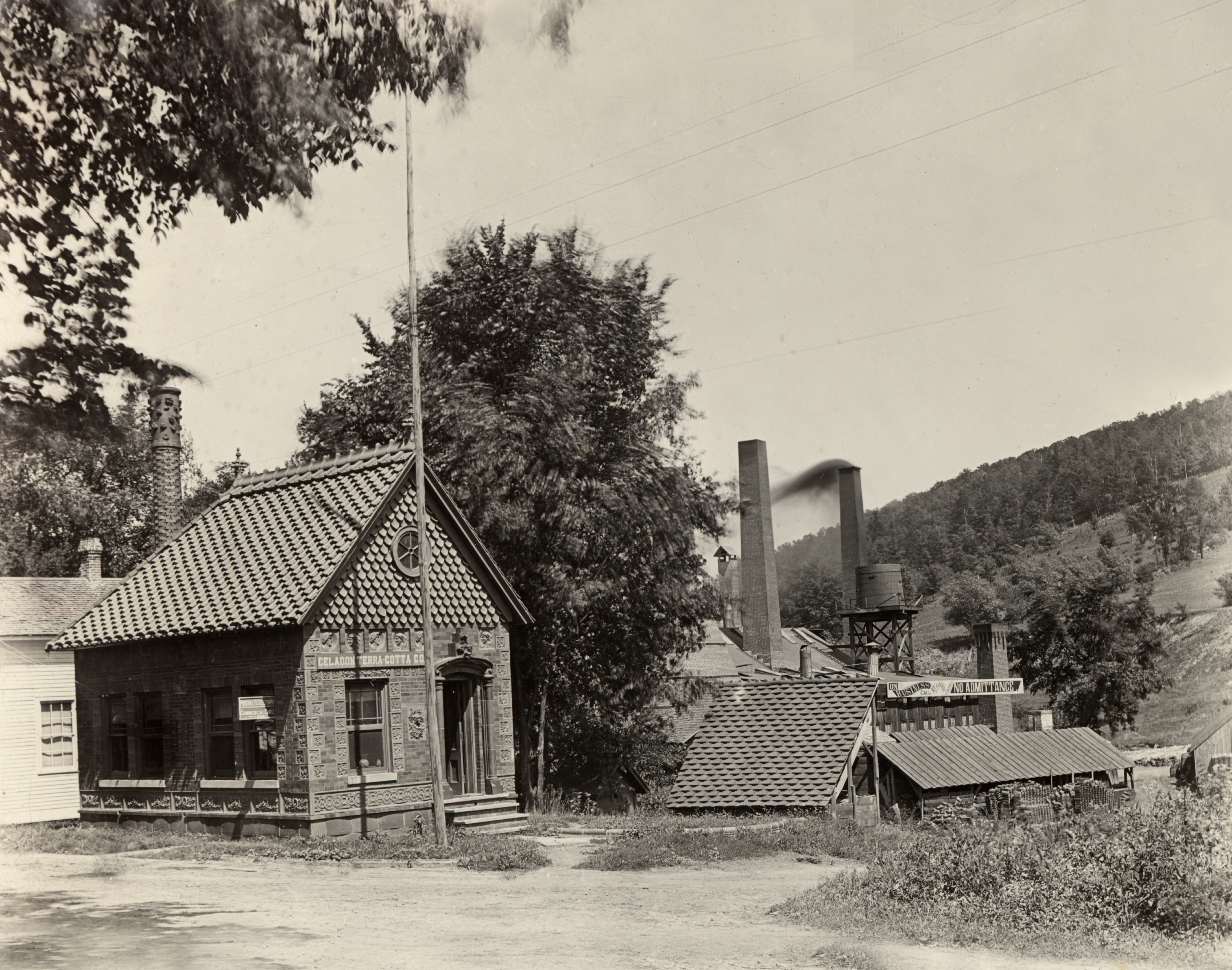 A sepia photo of the Celadon Terra Cotta office building from 1906