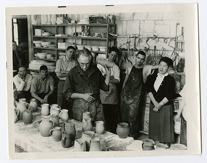 Black and white photo of two people