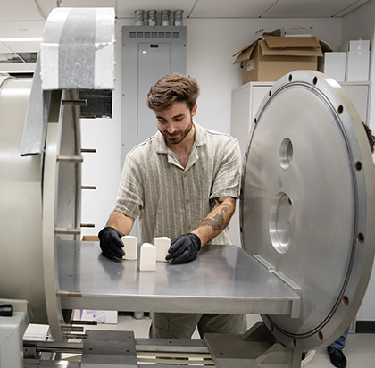 Student in an engineering lab at Alfred University