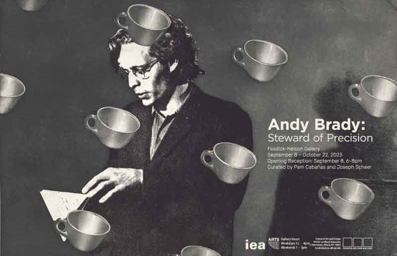 image of man with cups floating in space