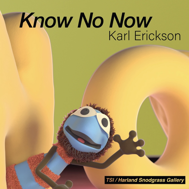 Know No Now by Karl Erickson is an animation of two puppets, Jelly Pop and Perky Jean, struggling to figure out how to live beyond the present moment of extraction-based capitalism and the resulting environmental destruction. Working through fear (of language, of the other, of time, and of the self), Jelly Pop and Perky Jean arrive at a mental space in which they imagine themselves outside of time, no longer ego driven, and having a long view of existence. The animation is preceded by a lengthy countdown, setting the stage for an alternative sense of time.