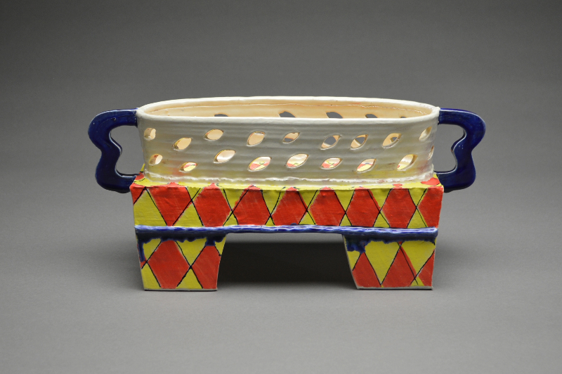 Colorful, ceramic basket. 