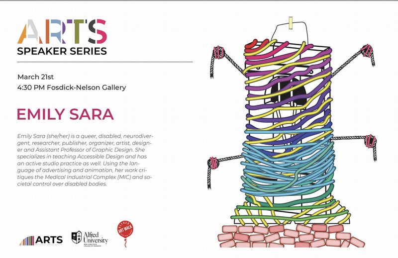 emily sara artwork on a poster speaker series on march 21st 4:30pm in fosdick -nelson gallery