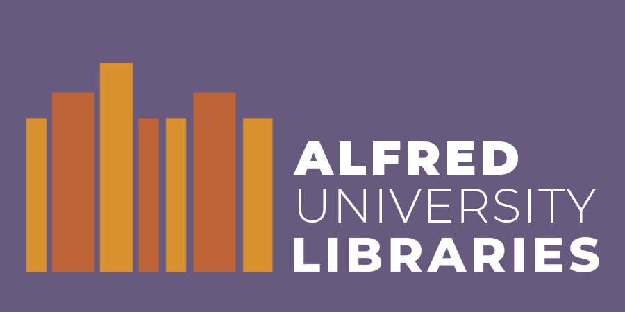 AU libraries logo with a purple background and colorful graphical books in the foreground